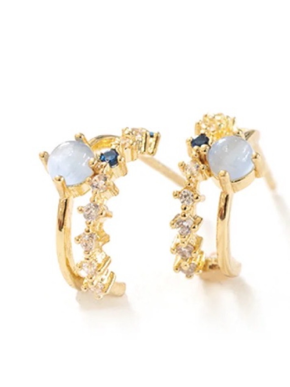 Gold Opalite Crystal Huggie Hoop Earrings